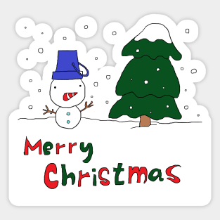 Merry Christmas, Snowman, Tree Sticker